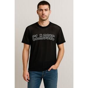 Forever 21 Men’s Black Mesh Classic T-Shirt Size M See-Through Short Sleeve